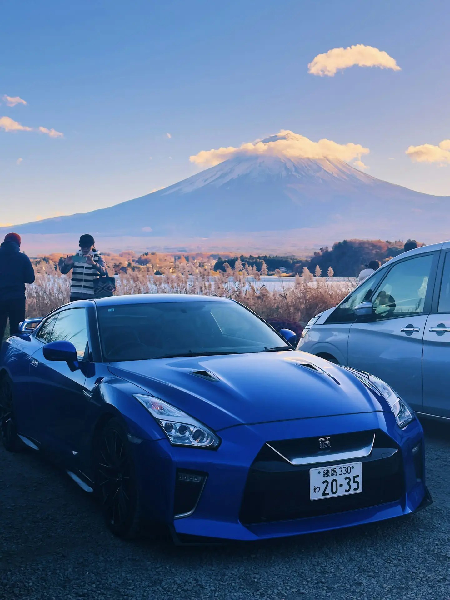 Mountain Fuji and Nissan GTR